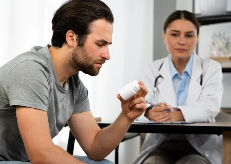 доктор разговаривает с пациентом о лечении алекситимии